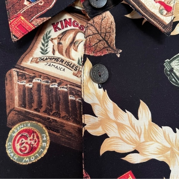 Vintage Robert Stock Hawaiian island cigar themed button down collared shirt - Picture 5 of 10